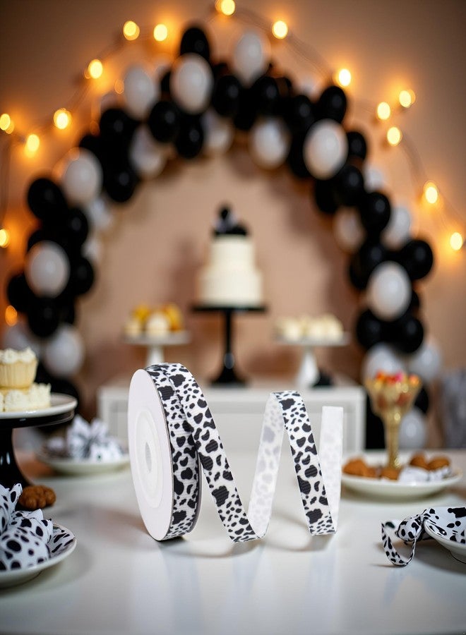 Tnyvm 2 Roll 20 Yards 1 cm Animal Print Grosgrain Ribbon Cow Craft White Black Ribbon Fabric Gift Wrapping for Gift Wrapping Bow Making Gift Wrap Ribbons - Image 4